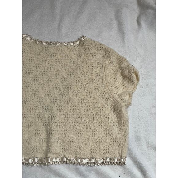 Vintage Karen Millen Knit Cropped Cardigan  Coquette Feminine Y2K Womans Large - Picture 4 of 15